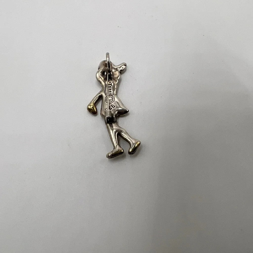 Vintage Sterling Silver 925‎ & Gilt Gold Accent Golfing Woman Pendant Brooch